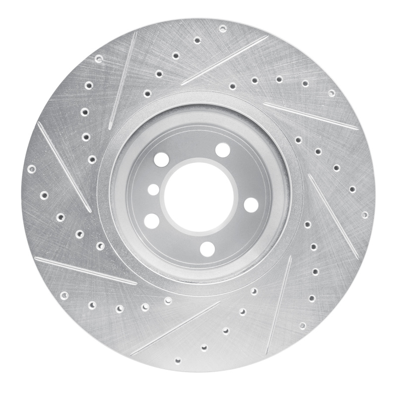 BMW ALPINA B7 Brake Rotor (1) - Front Right - R1 Concepts - Drilled & Slotted - Silver - `07-`08